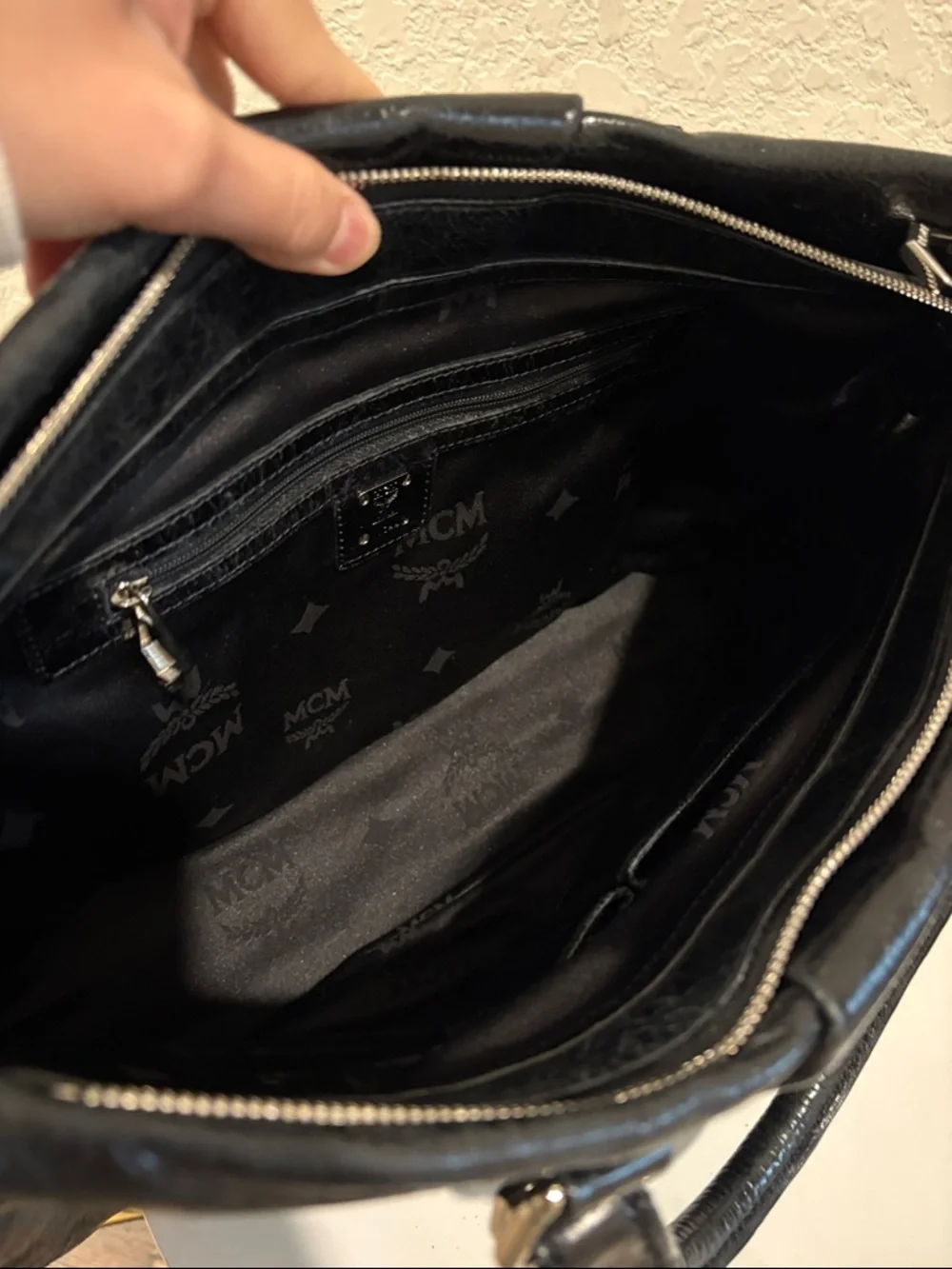 MCM Black Leather Satchel with Silver Hardware - Picture 8 of 12